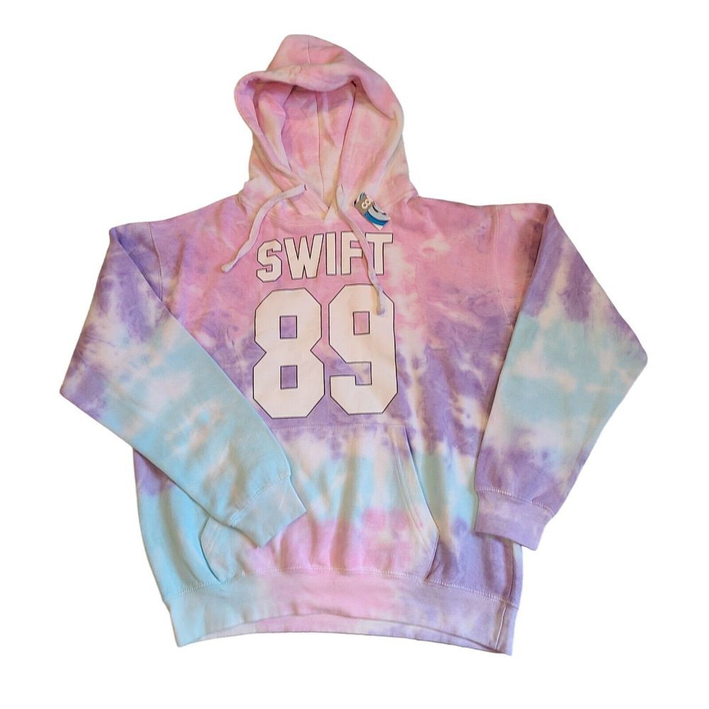 Taylor Swift Hoodie‎ Unisex Large Tie  Dye SWIFT 89 Pink Purple White Colortone